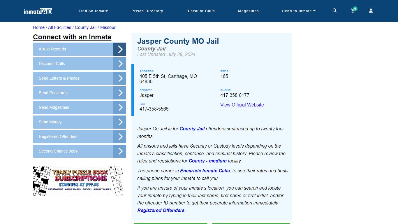 Jasper County MO Jail - Inmate Locator